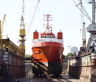 Ship in a shipyard as an example of application in the naval sector